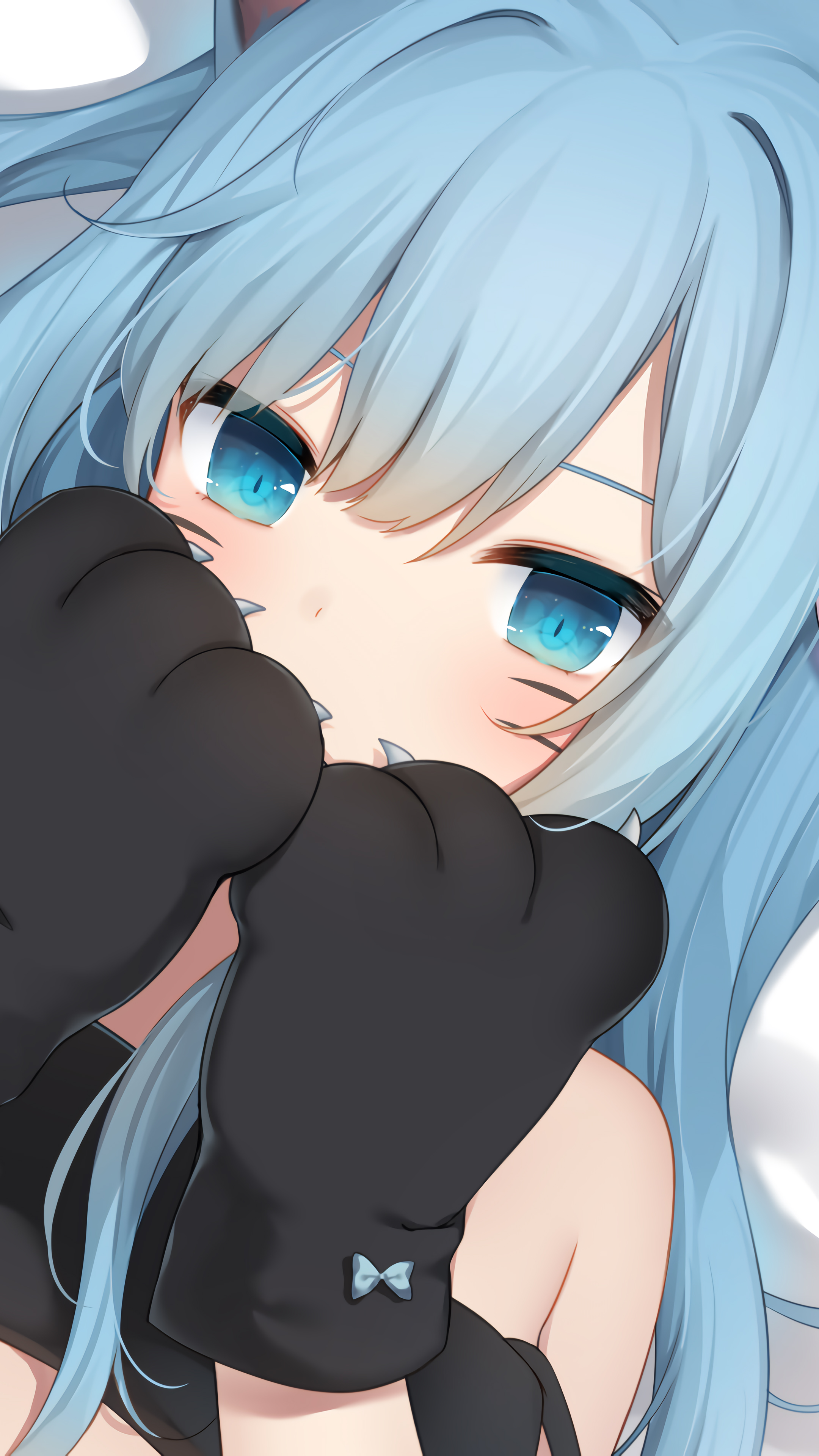 猫耳 兽耳 蓝色眼睛 猫羽雫 手套 4k手机壁纸动漫2160×3840