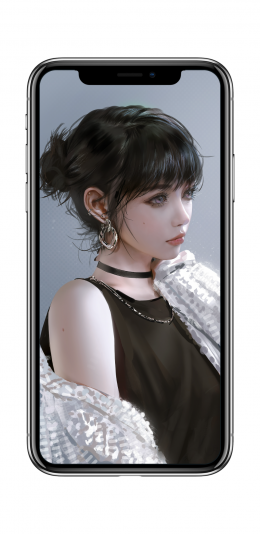 厚涂画动漫美女 黑色裙子 白色披风4k手机壁纸竖屏动漫