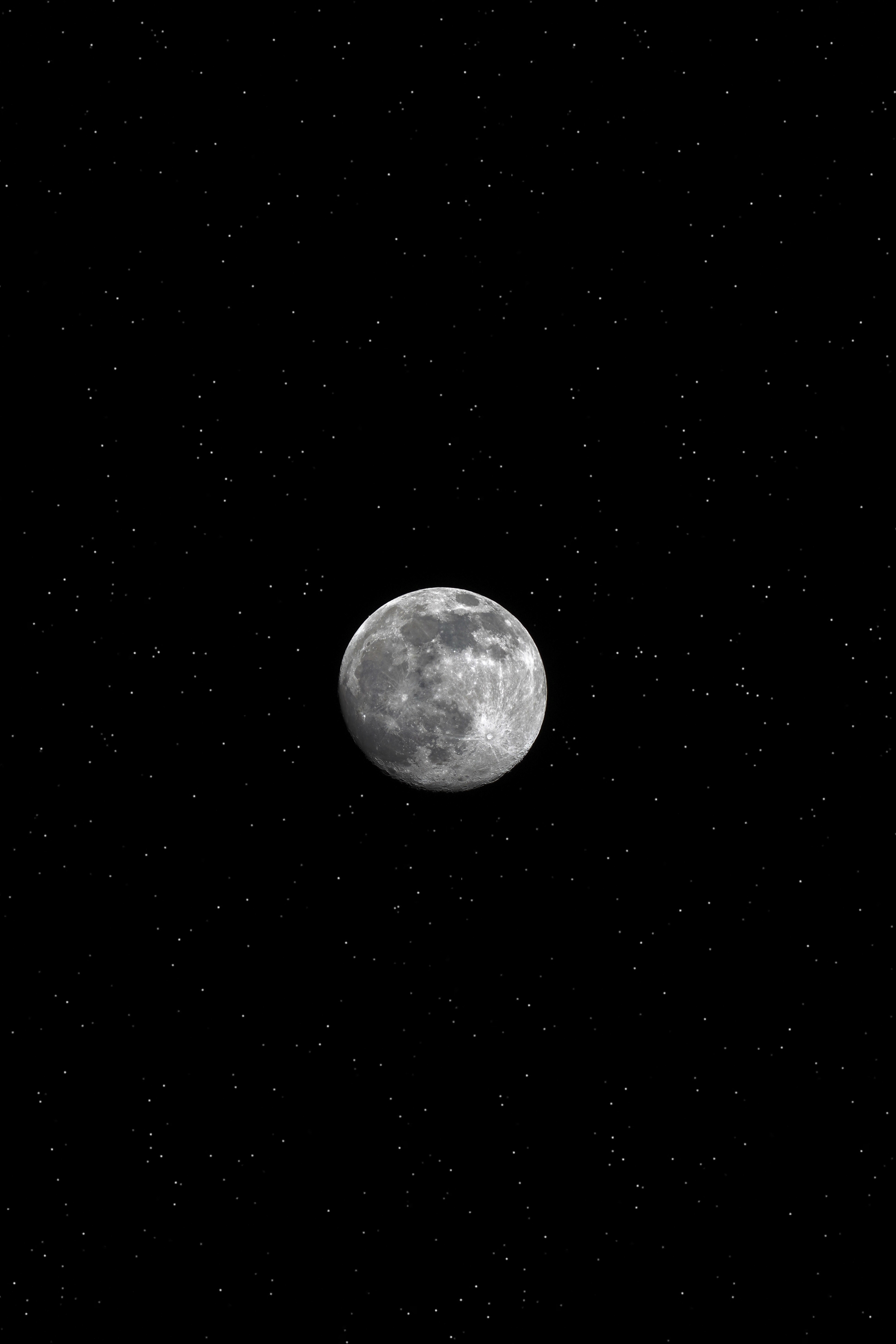 黑白 星空 月球 超清4K手机壁纸 适合amoled屏幕
