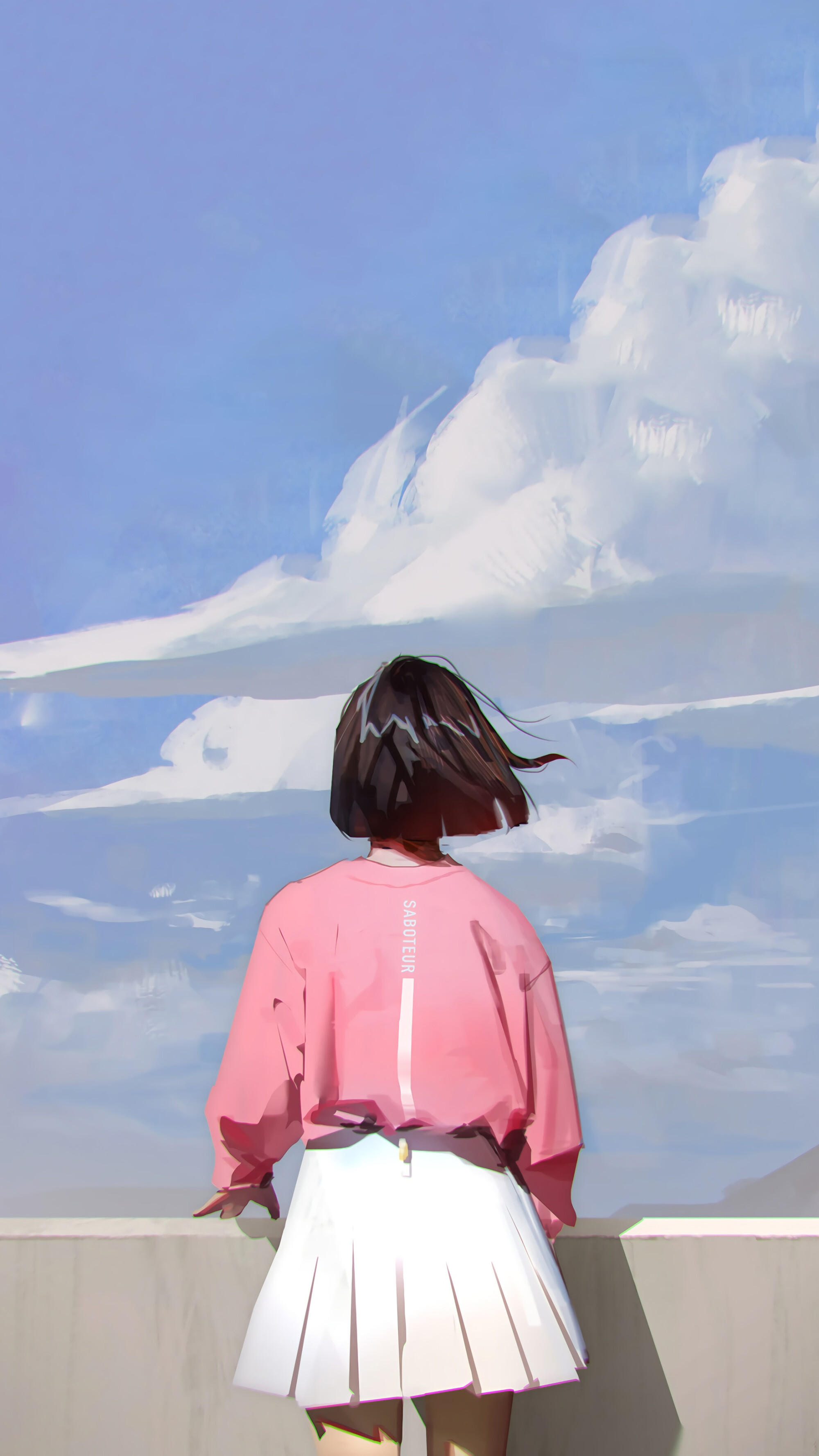 动漫女生早户外看风景 4k动漫壁纸