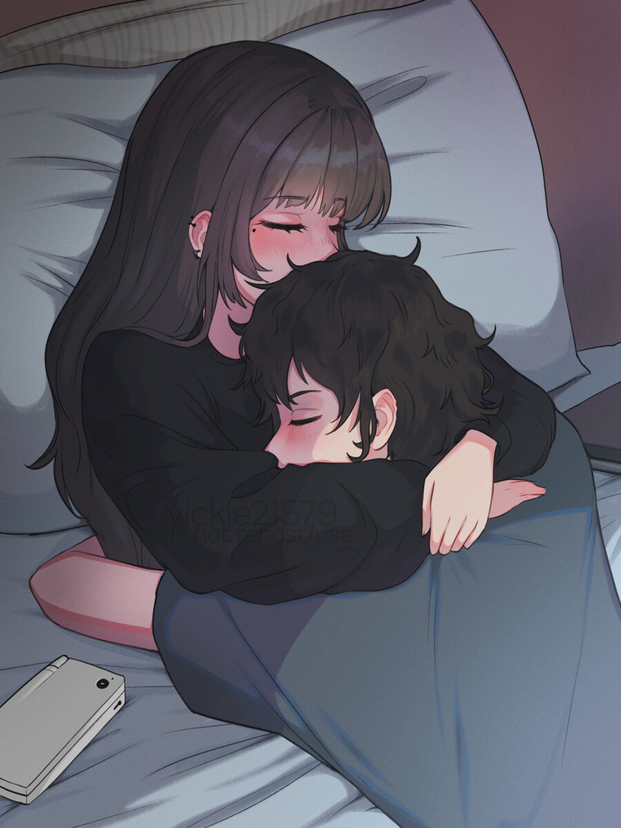 动漫男女情侣抱在一起