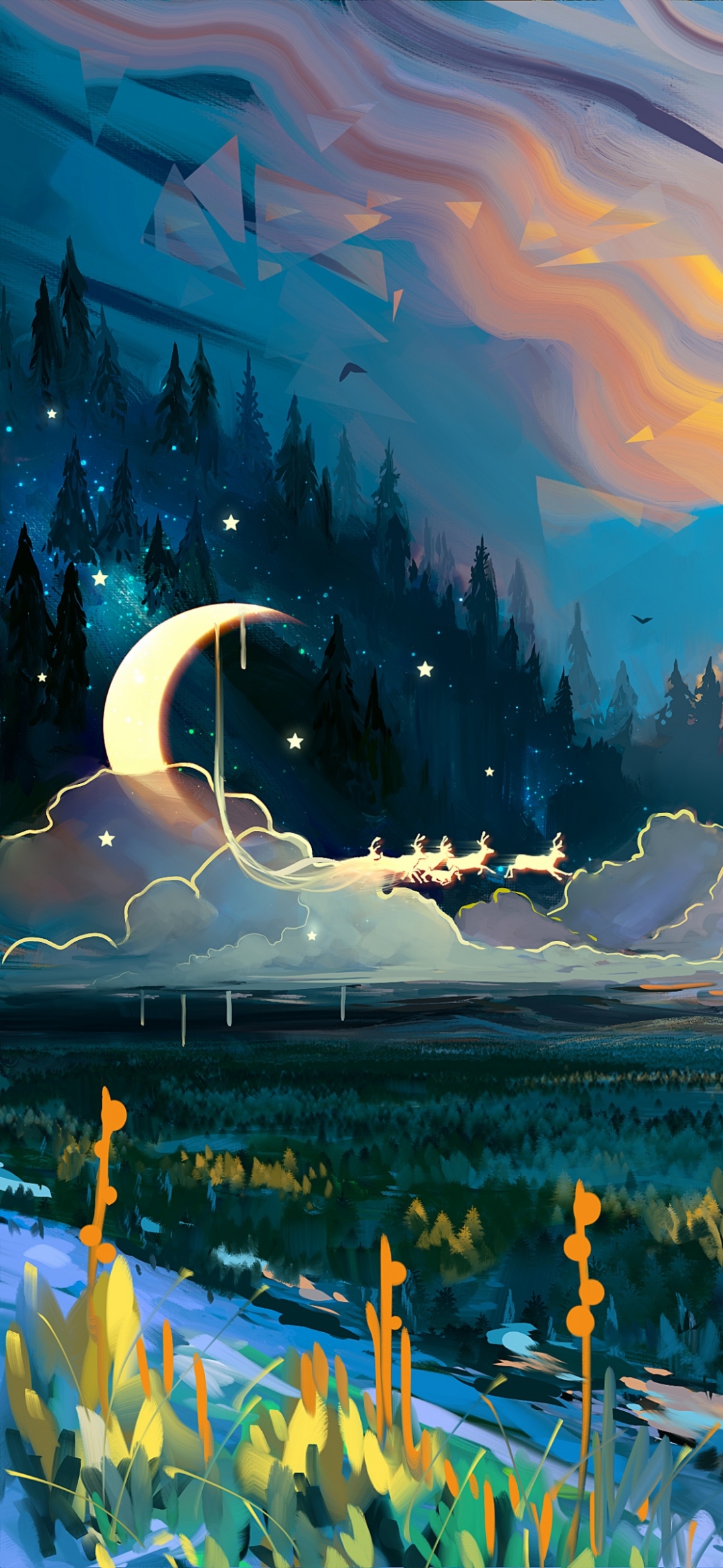 创意风景绘画（2340×1080）手机壁纸