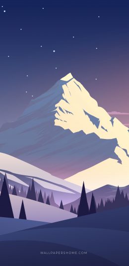 月光雪山唯美动漫风景8K壁纸