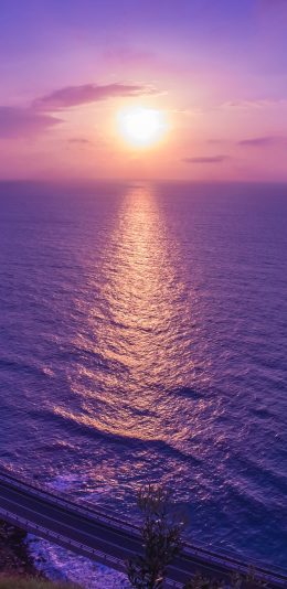 3200x1440 2K手机壁纸 落日蓝天下的海岸