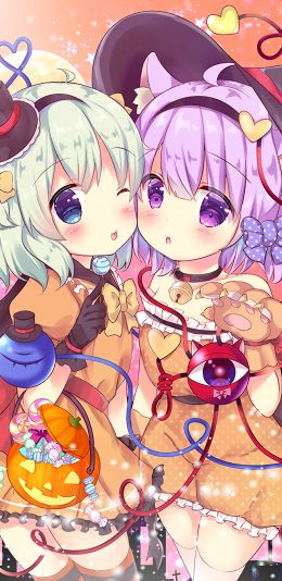 万圣节可爱姐妹动漫手机壁纸