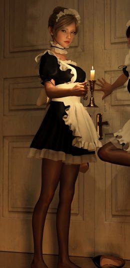 两位女仆 美腿 黑色丝袜 3440x1440高清动漫壁纸