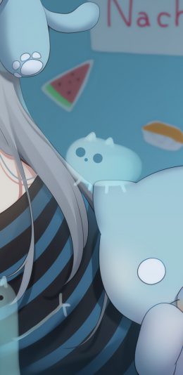 【电脑壁纸】二次元可爱少女 蓝色眼睛 猫 尾巴3440x1440带鱼屏壁纸