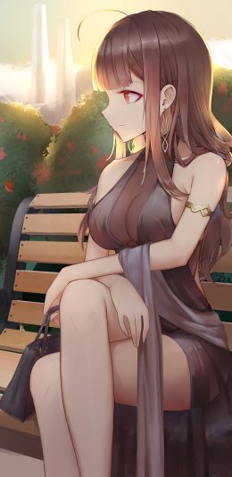 公园 椅子 性感动漫美女4k竖屏手机超清壁纸