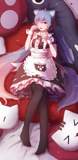 初音未来 miku 猫耳女仆装手机壁纸