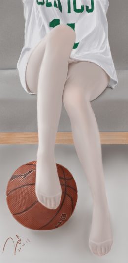 厚涂少女 美腿 白裤袜 篮球 4k手机壁纸竖屏