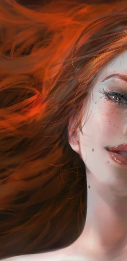 厚涂画风 棕色长头发美女 好看嘴唇 4k高清动漫壁纸