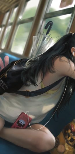 女孩子 旅行 车窗 火车 列车 听音乐 高清4k动漫壁纸