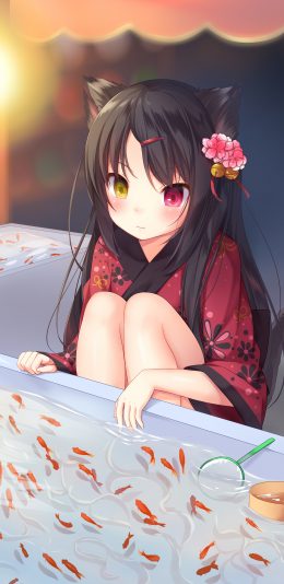 小女生和服 小金鱼 手机壁纸