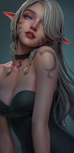 性感女孩 长发 兽耳 低胸裙美女4k动漫手机壁纸竖屏