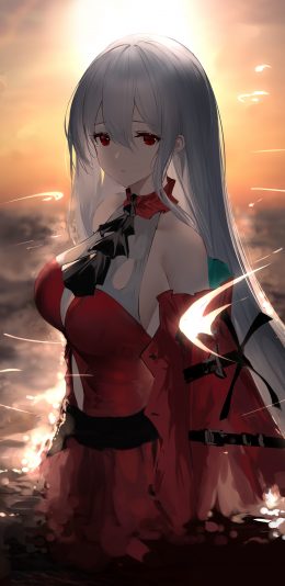 明日方舟 红色裙子 长发 动漫美女4k手机壁纸