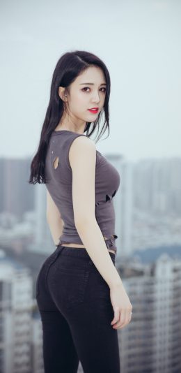 李倩倩 美女侧面摄影高清4k手机壁纸