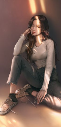 欧派 少女 女孩子 大腿 休闲装 2k全面屏高清手机壁纸