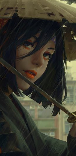 [电脑]武士女孩 帽子 剑 雨天 女战士 guweiz 4k高清电脑壁纸