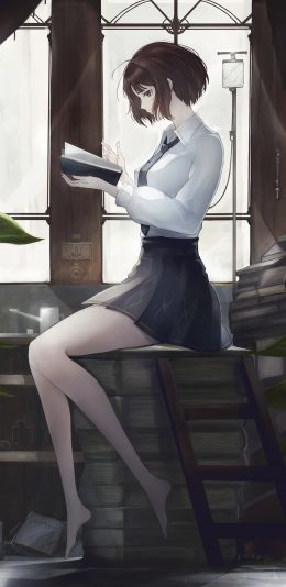 漂亮女子美女 制服 美脚美腿 书 3k高清手机壁纸