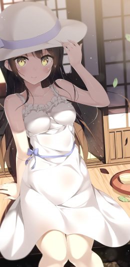 白连衣裙可爱女生二次元动漫4k手机壁纸