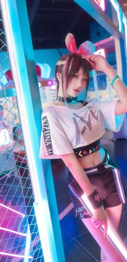 科幻少女 兔耳朵 好看身材 白色光棒 4k手机壁纸2160x3840