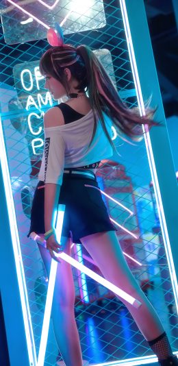 科幻少女 背影 好看身材 白色荧光棒4k手机壁纸竖屏美女2160x3840