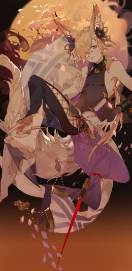 蓝色幻想少女插画4k手机壁纸