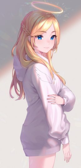 蓝色眼睛天使 可爱少女3k高清手机壁纸竖屏动漫