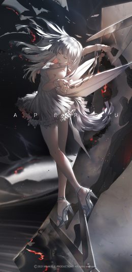 银发美少女长腿2k全面屏手机壁纸