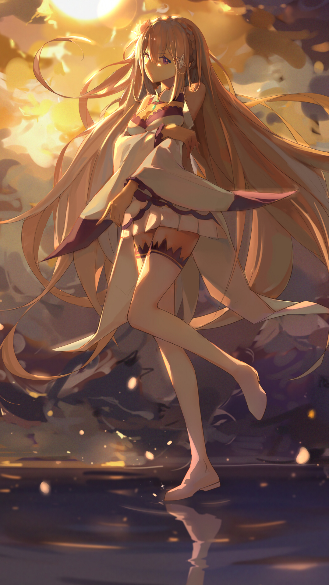 长发美腿动漫少女手机壁纸1080×1920