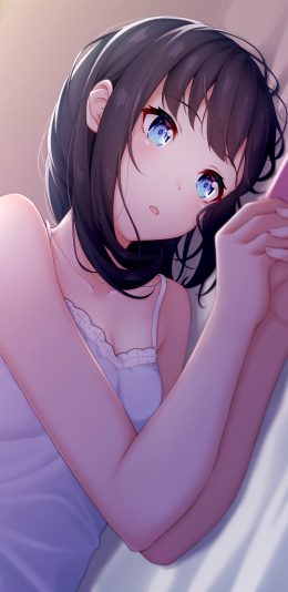 高中生女子 黑发 睡衣 手机 动漫手机壁纸