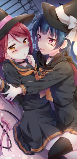 黑色礼服帽子可爱动漫姐妹6k手机壁纸竖屏